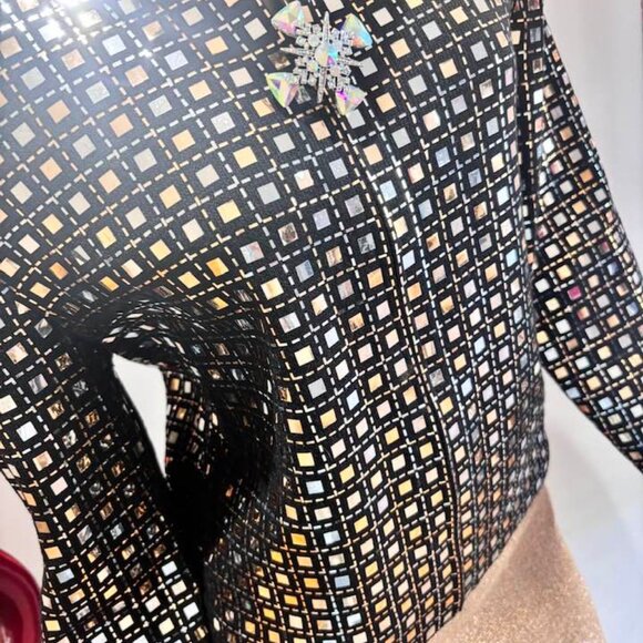 St John embellished skirt suit 12 Large gold paillettes silver sequins set - Picture 5 of 6